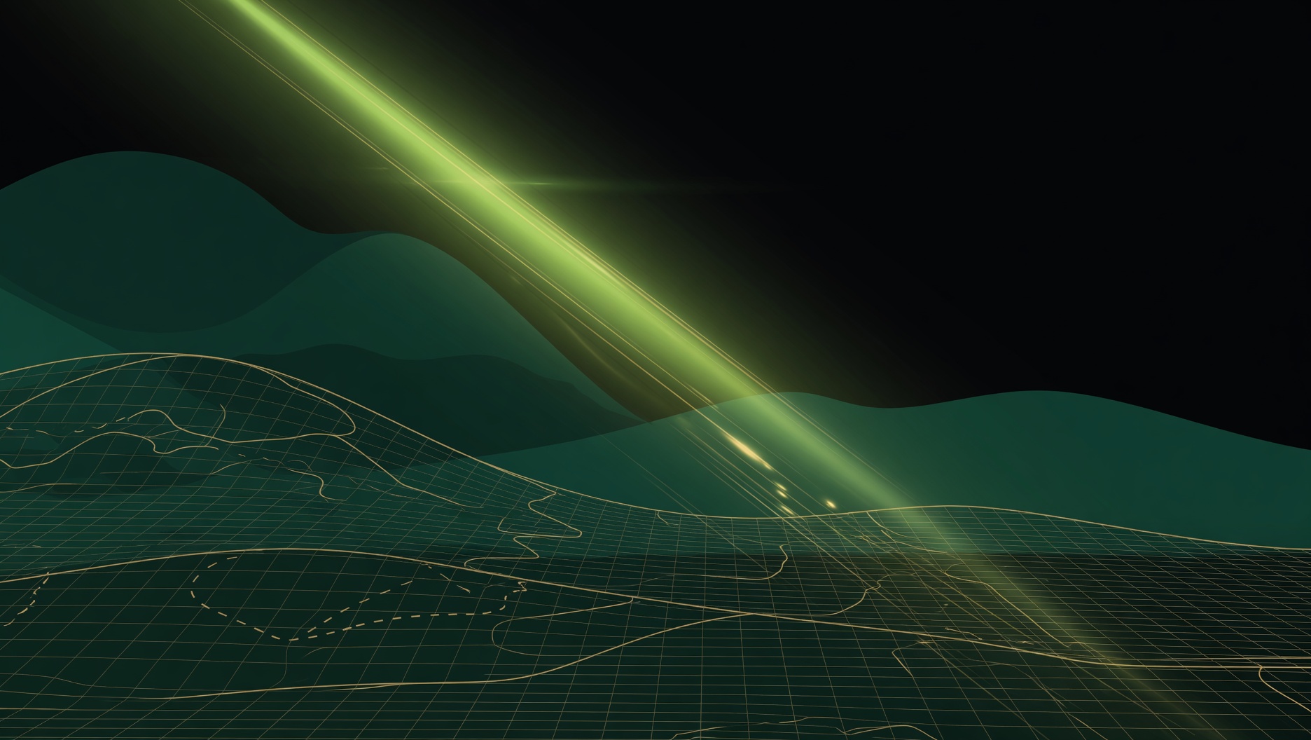 AI-powered selling — emerald landscape with golden light
